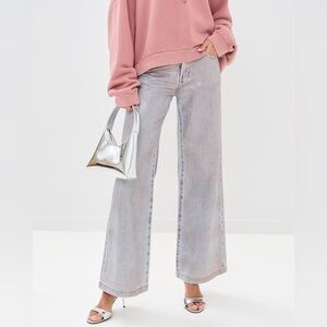 Pistola Jadyn Low Slung Baggy Relaxed Wide Leg Metallic Palazzo Jeans 24 Tinsel